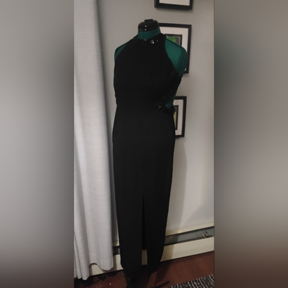 Dave & Johnny Sequin Accent Open Back Black Formal Dress Sz 7 8 - Picture 3 of 14